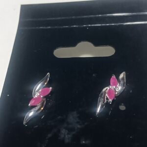 Elegant Silver and Natutal Ruby Earrings